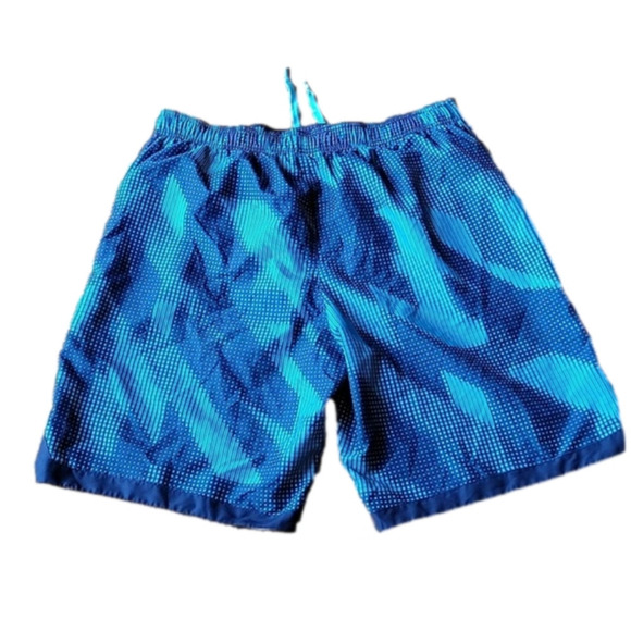 Nike Blue Geometrical Men Swim Trunks Sporty Lined Side Pockets Strings Vintage - Picture 8 of 16